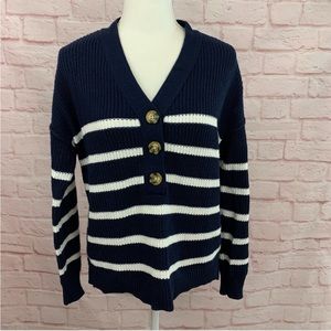 Rachel Zoe womens top knit striped sweater buttons pullover size XS